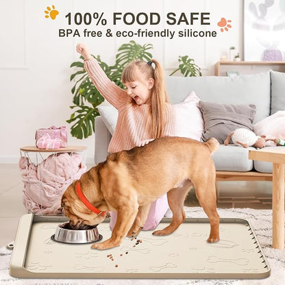 Dog Food and Water Mat 28x20 Inch Sand Color - Image 7