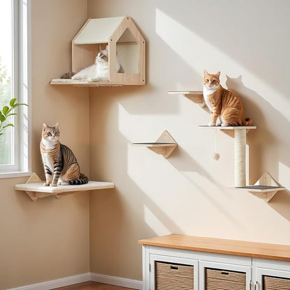 HOOBRO Wood Cat Wall Shelves, Climbing Shelves - Image 8