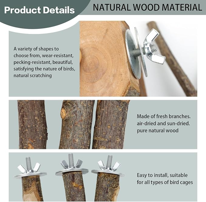 8 PCS Natural Bird Perch Set - Image 3
