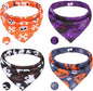 PAWCHIE Halloween Bandanas 4 Pack, Reversible Pumpkin Dog Scarf Bibs, Dog by PAWCHIE