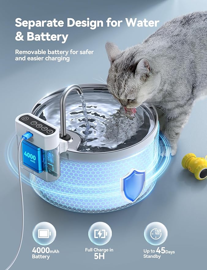 Wireless Cat Water Fountain FEELNEEDY Automatic Pet Water Dispenser - Image 2