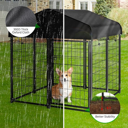 Dog Kennel Outdoor with Roof, Heavy Duty Dog Crate with UV-Resistant Waterproof - Image 5