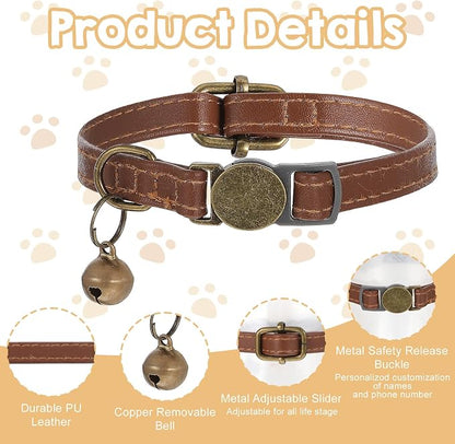2 Pcs PU Leather Cat Collar Breakaway - Image 5