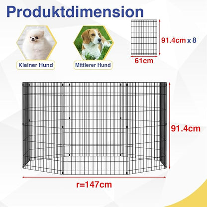 FDW 36 Inch Dog Pen 8 Panel Dog Playpen Indoor Outdoor Metal Puppy Pet Fence - Image 3
