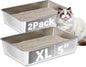 Stainless Steel Litter Box 2 Pack, XLarge Metal Litter Box by Futam