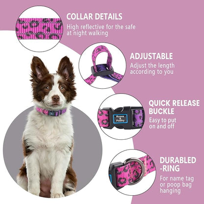 Roses&Poetry Dog Collars for Medium Dogs, Leopard Print Puppy Collar Adjustable - Image 2