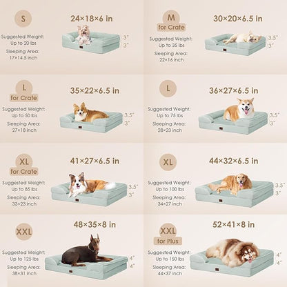 EHEYCIGA Orthopedic Dog Bed for Medium Dogs, Waterproof Memory Foam, Sage Green - Image 2