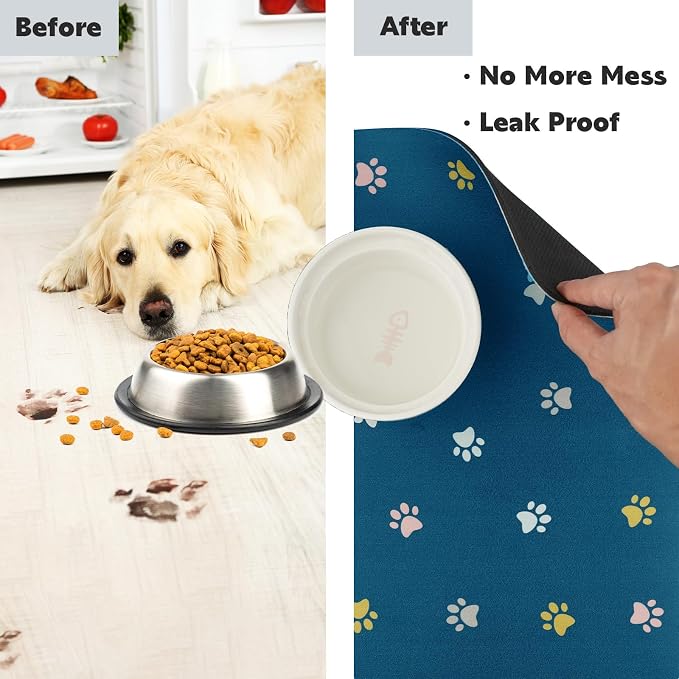 Cat Food Mat Absorbent Dog Mat for Food and Water Non Slip Quick Dry Dog Bowl - Image 4