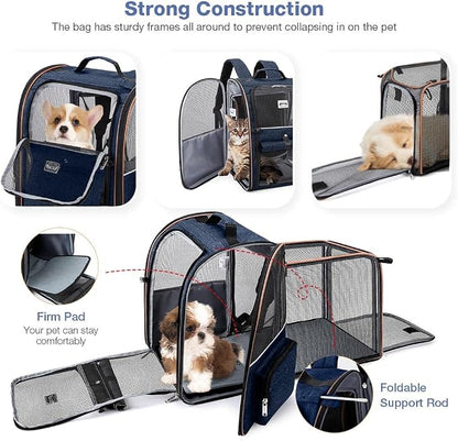 Lekebobor Large Cat Backpack Carrier Expandable Pet Carrier Backpack - Image 3