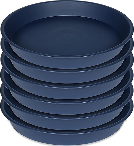 6 Pack of 8 inch Plant Saucer Blue, Plastic Plant Water Tray 8 inch Round by Bleuhome