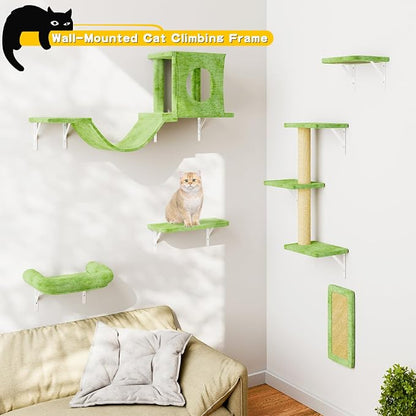 NUNU LAB Wall Mounted Cat Climber Set, Scratcher Board and Hammock, Shelves - Image 3