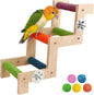 Hamiledyi Nature Wooden Bird Ladder Pet Parrots Climb Bridge Exercise Stands by Hamiledyi