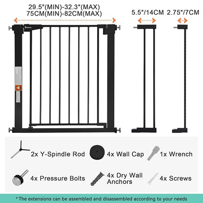 COMOMY 30" Tall Baby Gate for Stairs Doorways, Fits Openings 29.5" to 40.5" Wide - Image 6