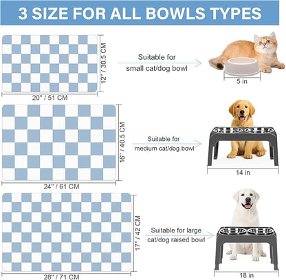 Pet Feeding Mat, Checkered Cat Bowl Mats, Quick Dry Dog Water Dispenser Mats - Image 3