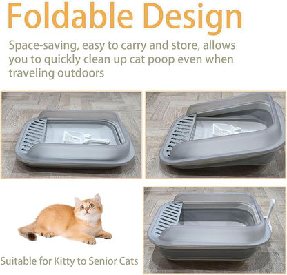 Low Entry Kitten Litter Box, Collapsible Cat Litter Box, Open Small Cat - Image 4