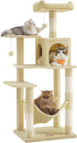 Feandrea Cat Tree, 55.1-Inch Cat Tower, Plush Multi-Level Condo by FeandreabySONGMICSHOME