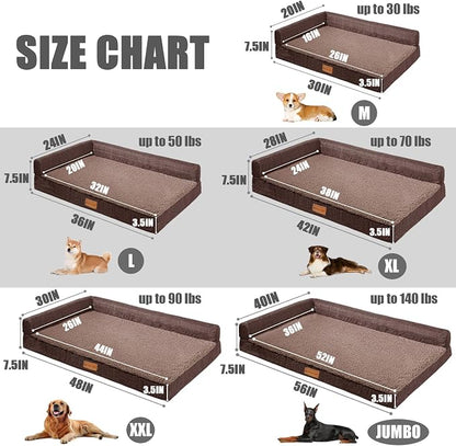 Patas Lague Orthopedic Dog Bed Medium Size Dog 30''X20'', Waterproof L Bolster - Image 5