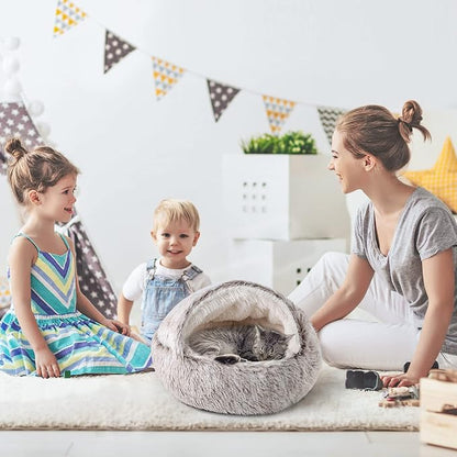 CATISM Plush Hooded Cat Bed, Calming Nest, Self-Warming Cave, Cozy Pod - Image 9