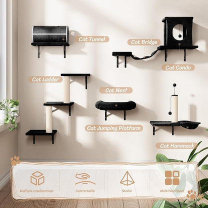 NUNU LAB Cat Wall Shelves Set, Scratching Post, Wall Shelves - Image 3
