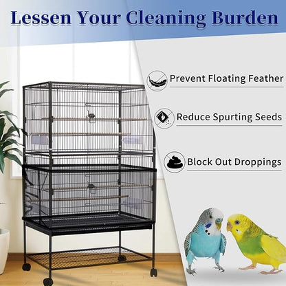 Daoeny Large Bird Cage Cover, Bird Cage Seed Catcher, Adjustable Soft Airy - Image 2