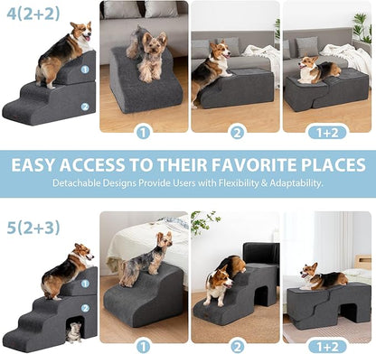 Dog Stairs for High Beds, 4-Step Dog Steps for Small Dogs and Cats, Foldable - Image 3