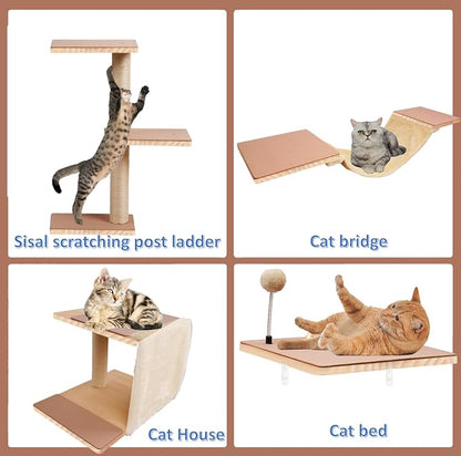 Cat Shelves for Wall，Solid Wood Cat Wall Furniture - Image 3