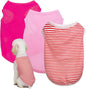 3 Pcs Cat Shirts Solid Color Dog Clothes Summer Sleeveless Stripe Pet T Shirts by choyaxo