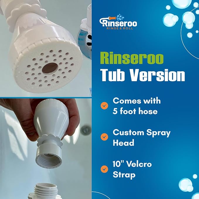 Rinseroo: Slip-On Tub Hose – As Seen on Shark Tank – 5ft Flex Bathtub Faucet - Image 7