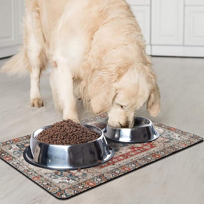 Dog Food Mats for Floors, Absorbent and Quick-Drying Pet Cat Food Mat, - Image 2