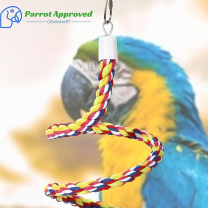 63'' Bird Rope Perches Birdcage Swing Toys 100% Cotton Natural Bird Perch - Image 6