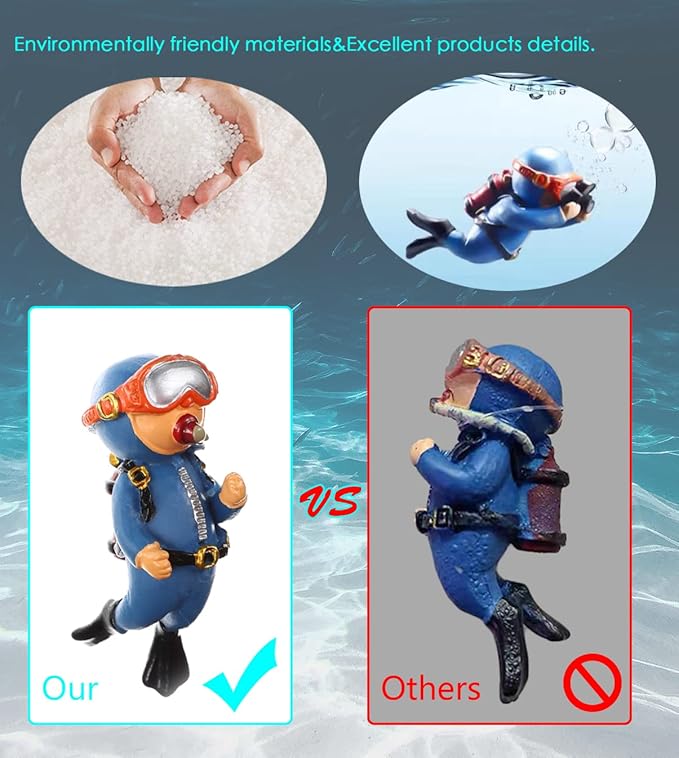 2-Pack Cute Little Diver Aquarium Decorations - Image 3