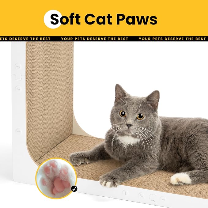 Cardboard Cat Scratcher, 23 Inch L Shape Scratch Pad Wall Mounted, Vertical - Image 4