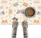 Cat Feeding Mat 24x16 inch Floral Ring Kitten Print Pet Bowl Placemat Non Slip by HOMETITUTE
