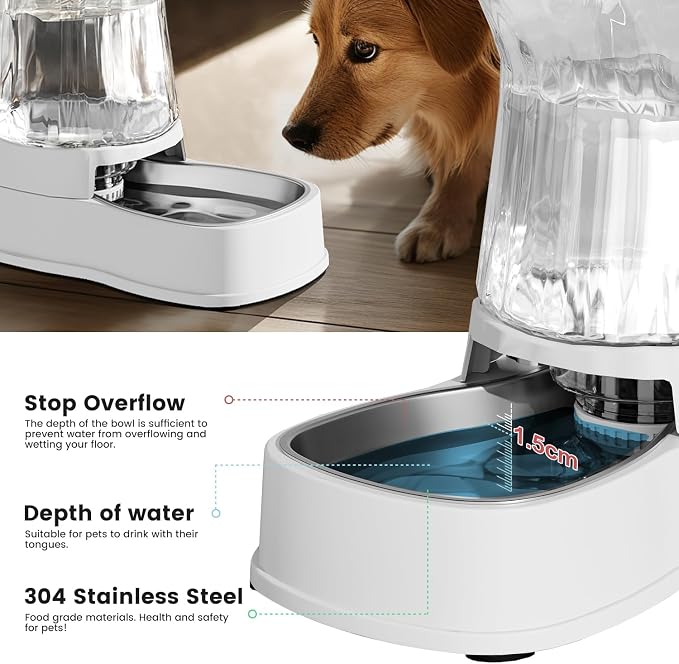 Gardner Pet Automatic Dog Water Dispenser Gravity Stainless Steel Water Waterer - Image 4