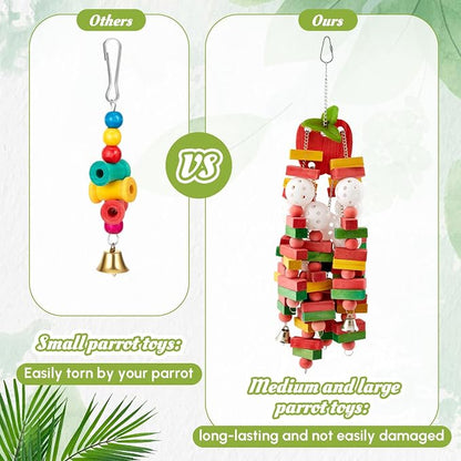 3 Pcs Extra Large Bird Parrot Toy Multicolored Natural Wooden Parrot Cage - Image 5