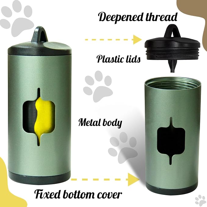 Metal Dog Poop Bag Holder 2-Pack w/Leash Clip|Durable Scratch-Resistant - Image 2