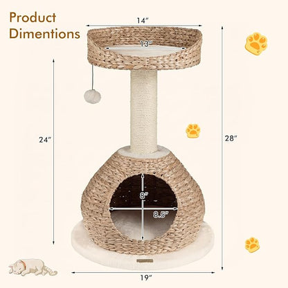 PETSITE 28-inch Modern Cat Tree, Small Cute Cat Tower Sisal Scratching Post - Image 4