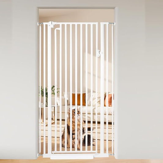 59“ Extra Tall Cat Gate for Doorway：29.4-33.4” Wide Pet Gate, Auto Close/One by Mudanku