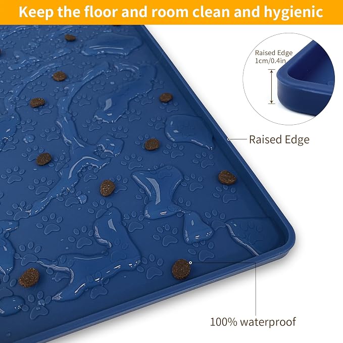 Ptlom Pet Placemat for Dog and Cat, Waterproof Non-Slip Silicone Feeding Bowl - Image 6