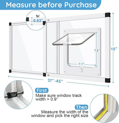 Sliding Cat Door for Window, Fits 37"-45" Width Window, 2-Min Install | - Image 4