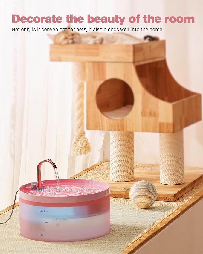 Pink Cat Water Fountain:108oz/3.2L Cat Fountain Super Silent Pet Water Fountain - Image 2