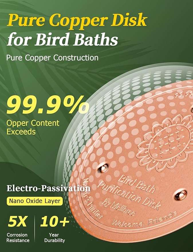 Mellbree 4-Pack Bird Bath Copper Disk, 0.6mm Reinforced 99.99% Pure Copper - Image 4