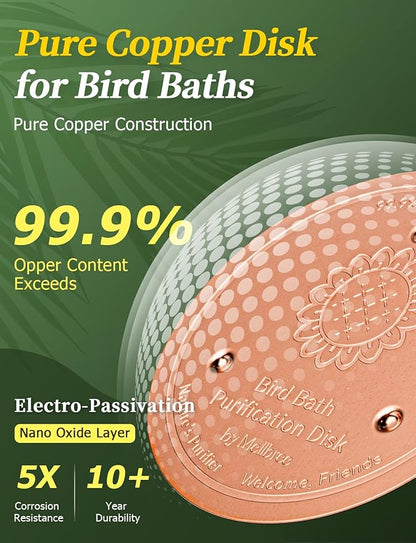 Mellbree 4-Pack Bird Bath Copper Disk, 0.6mm Reinforced 99.99% Pure Copper - Image 4