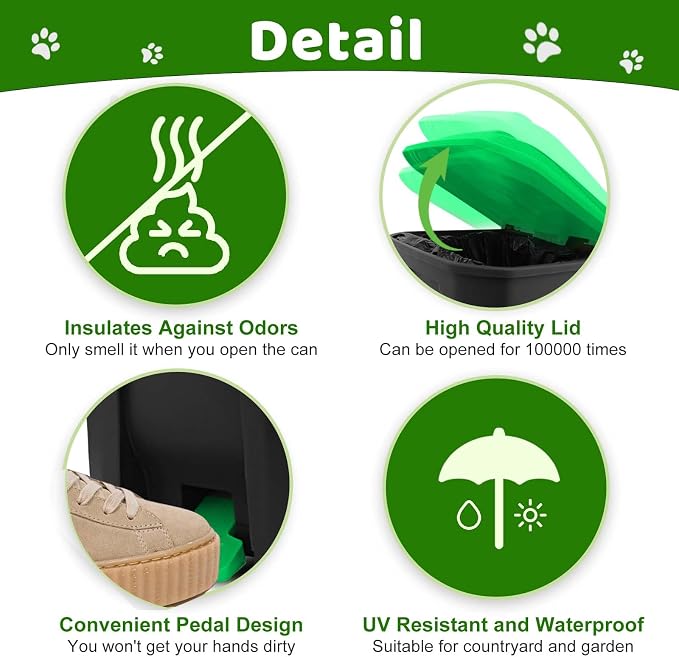 Dog Poop Trash Can Outside, 20L/5Gallon Dog Waste Trash Can - Image 3