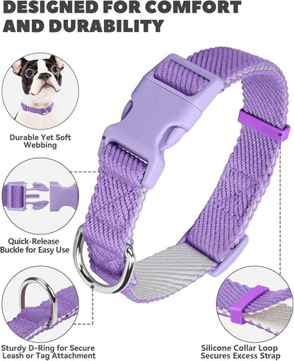 Dynmeow Soft and Breathable Cotton Dog Collar, Durable Adjustable Heavy-Duty - Image 2