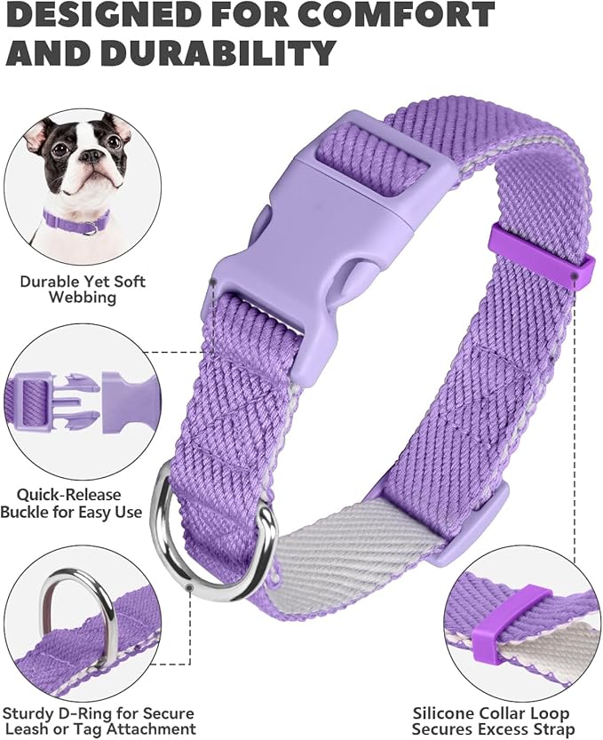 Dynmeow Soft and Breathable Cotton Dog Collar, Durable Adjustable Female Girl - Image 2