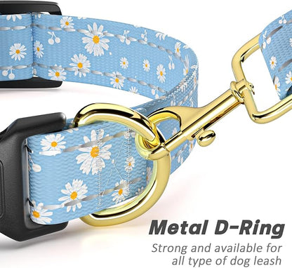 Reflective Dog Collar for Small Dogs, Cute Daisy Theme Adjustable Heavy-Duty - Image 5