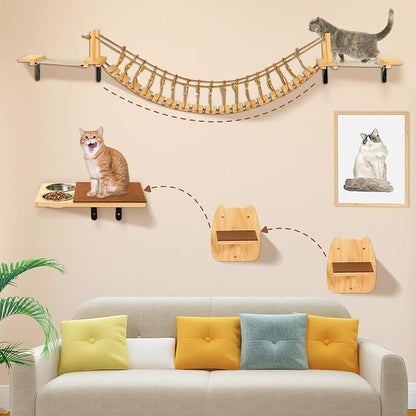 Calmbee Cat Wall Shelves, Cat Wall Furniture 70" Cat Bridge Wall Mount Cat - Image 5