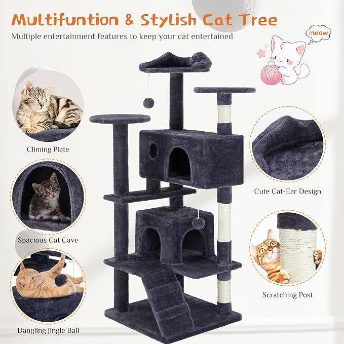Sweetcrispy 54-Inch Cat Tree Tower – Multi-Level - Image 5