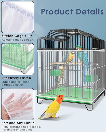 Bissap Bird Cage Seed Catcher, Universal Birdcage Net Nylon Adjustable Elastic - Image 3